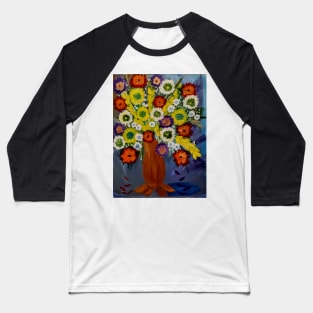 abstract flowers painted in acrylic paint and neon paint . In a gold vase with legs Baseball T-Shirt